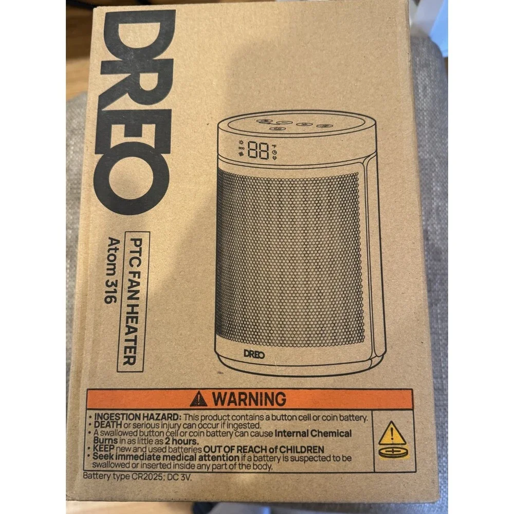 New Dreo Black/Silver Atom 316 Fan Portable Heater/Remote Control